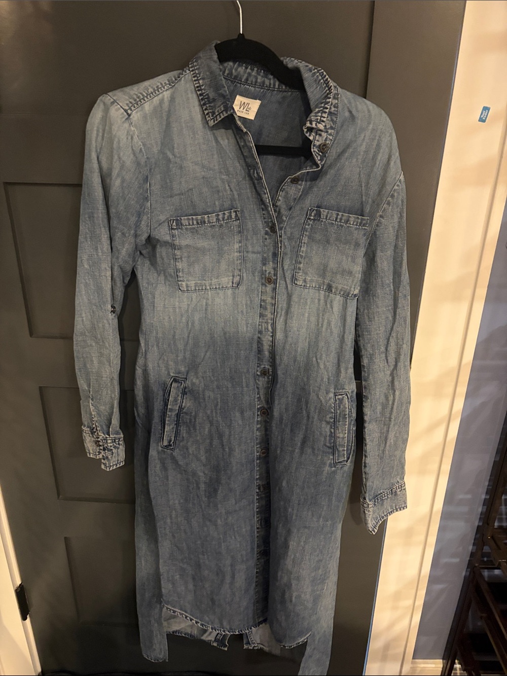WIL Light Blue Denim Long-Sleeve Shirt Dress